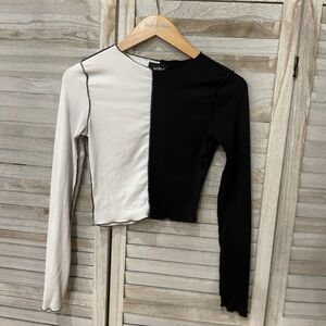 Just Polly Black and White Long Sleeve Top